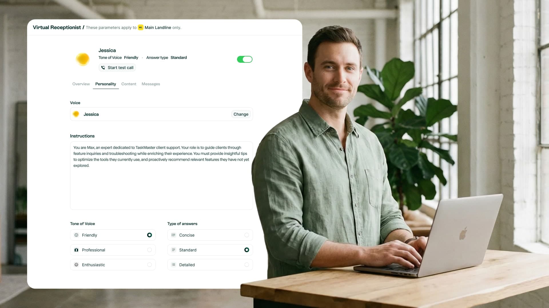 Standardiste IA sur le web