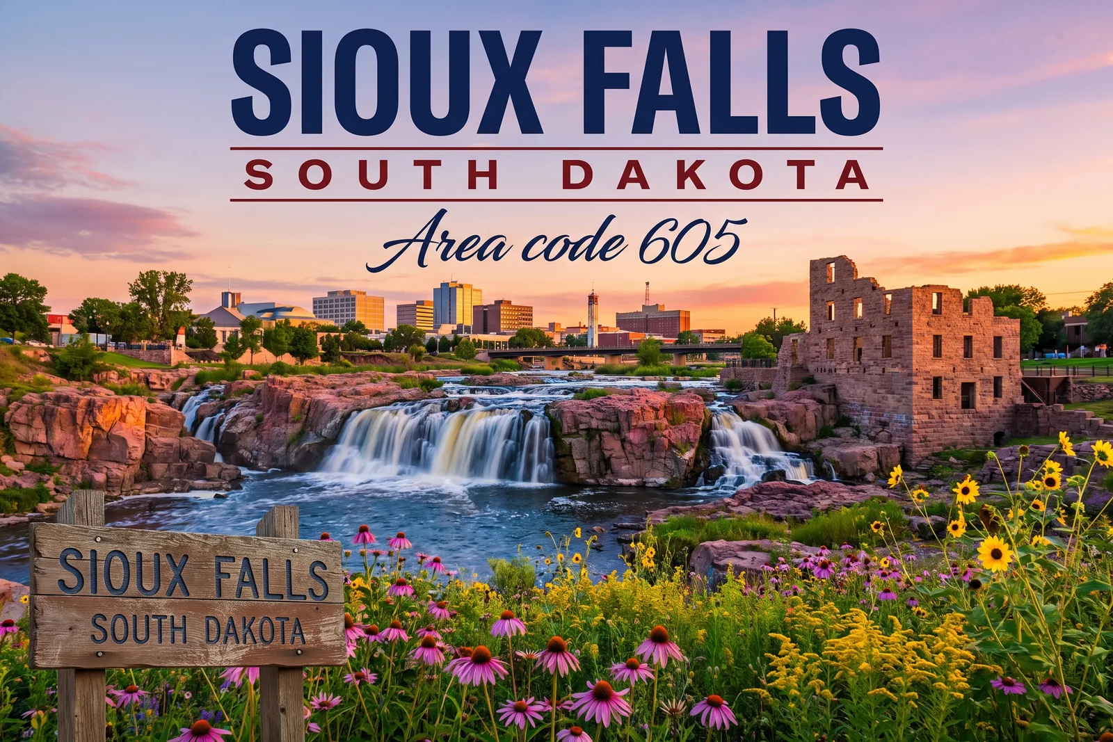 Innenstadt von Sioux Falls, Vorwahl 605