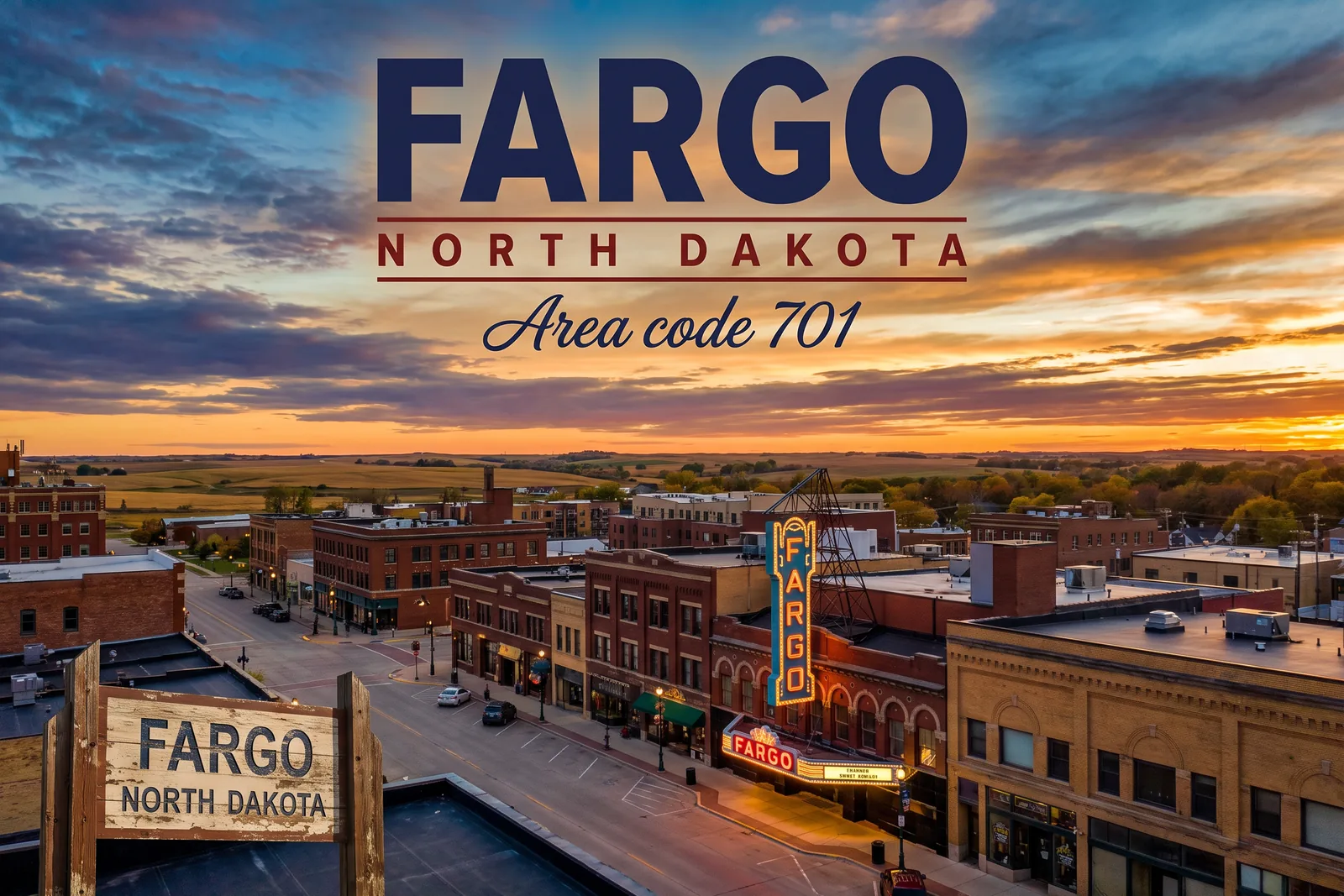 Innenstadt von Fargo, Vorwahl 701