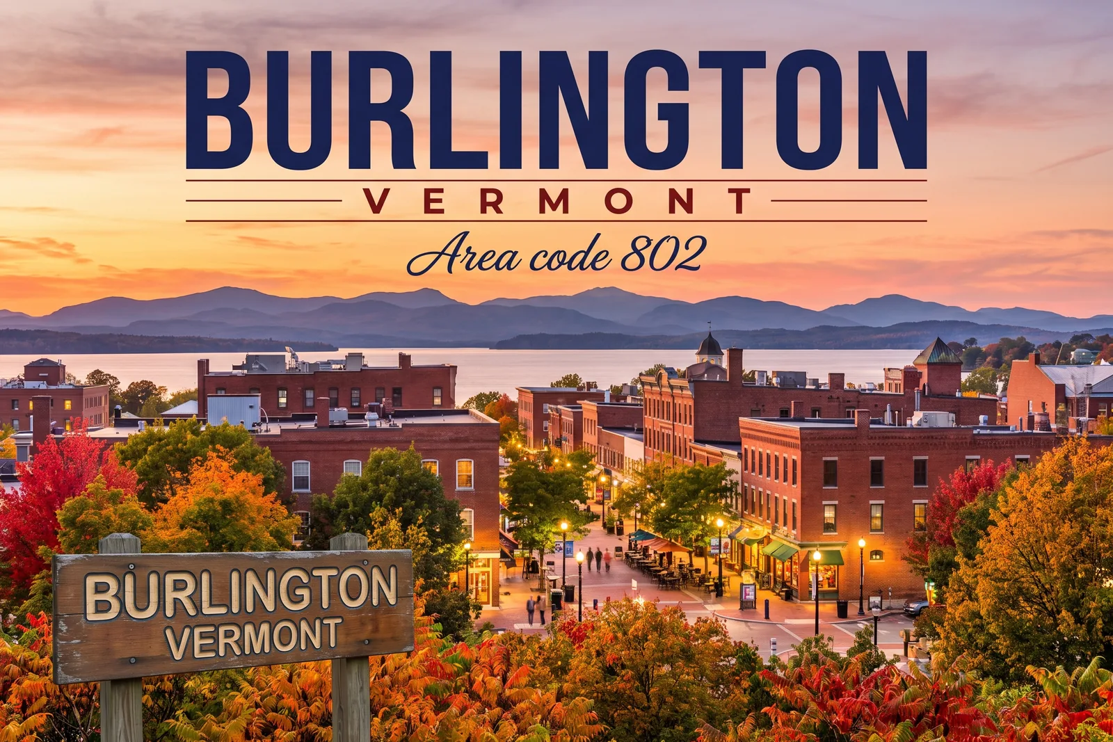 Innenstadt von Burlington, Vorwahl 802