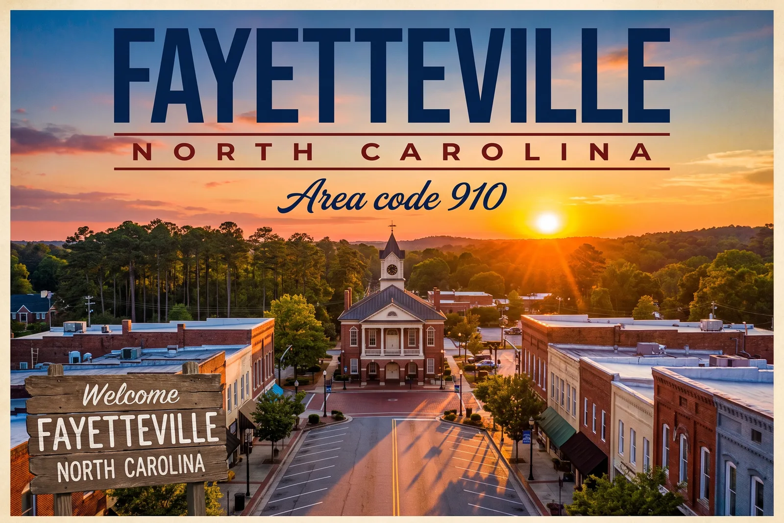 Innenstadt von Fayetteville, Vorwahl 910