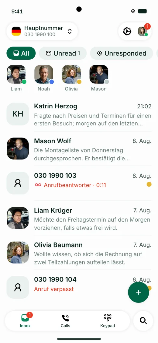 Der Allo Posteingang unter Android
