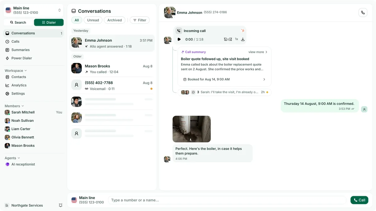 The Allo desktop app with no window frame