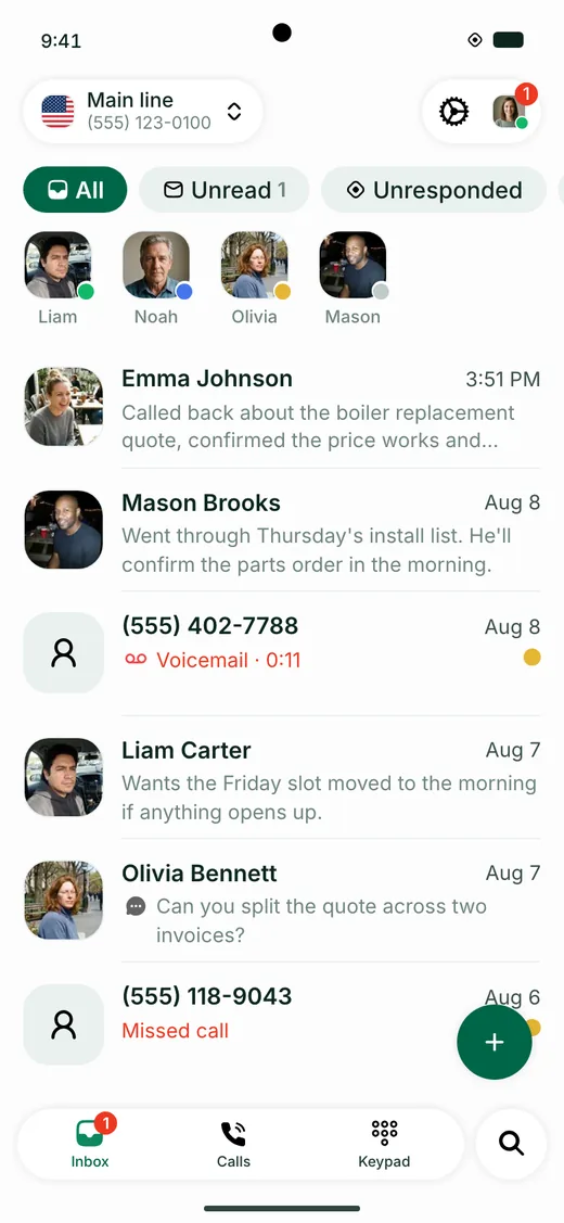 The Allo Android inbox
