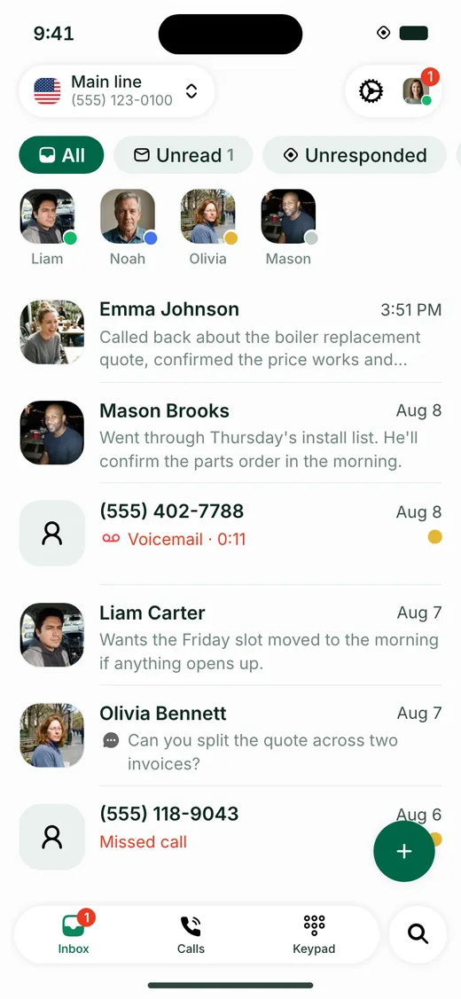 The Allo iOS inbox