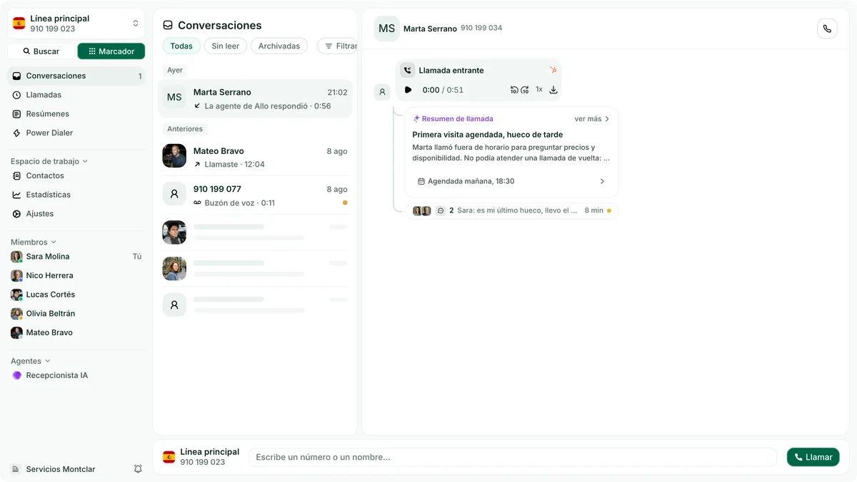 La app de escritorio de Allo sin marco de ventana