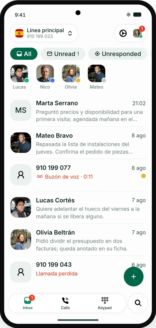 La app Android de Allo dentro de un teléfono Android