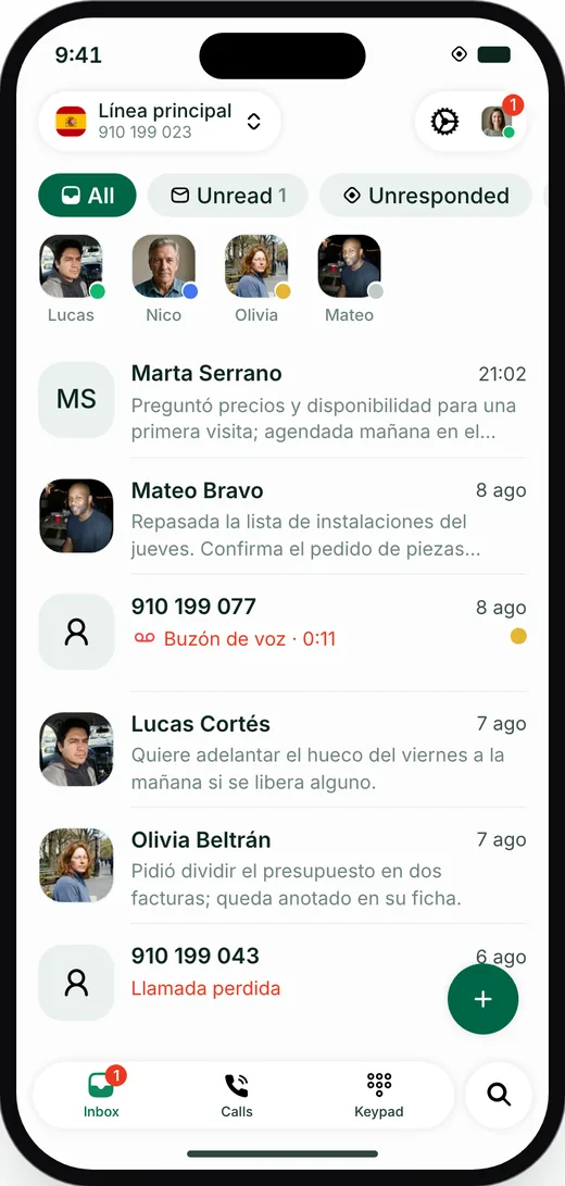 La app iOS de Allo dentro de un iPhone