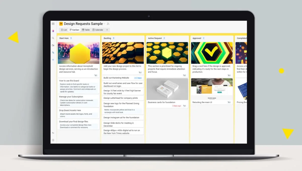 Das Anfragenboard von Honeybold, mit Kundenprojekten vom Rückstau über die laufende Anfrage bis zur Freigabe